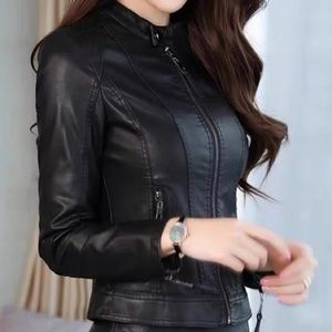 Vegan Leather Jacket Slim Cut